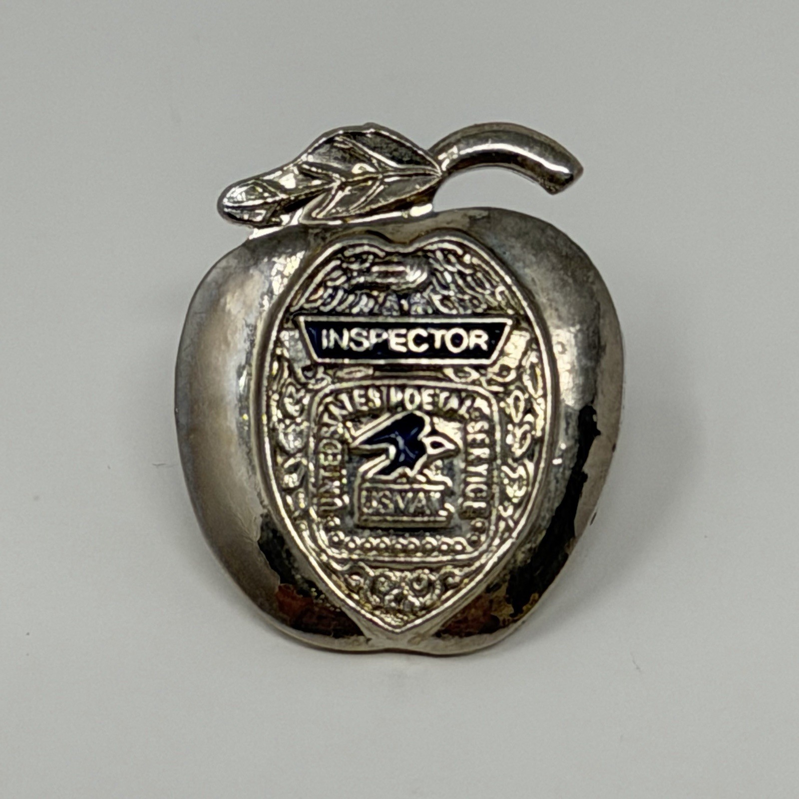USPS Postal Service Inspector Enamel Lapel Pin Apple Silver Tone