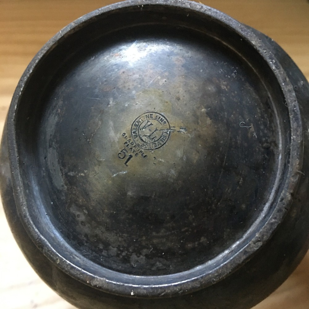 Antique 1900s Valentine Linsley Silver Quadruple Plate Handled Vase 6"H