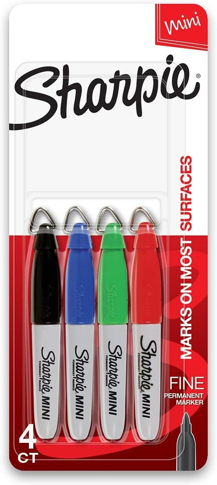 Sharpie Mini Permanent Markers, Fine Point, Assorted Colors, 4 Count - 35113PP