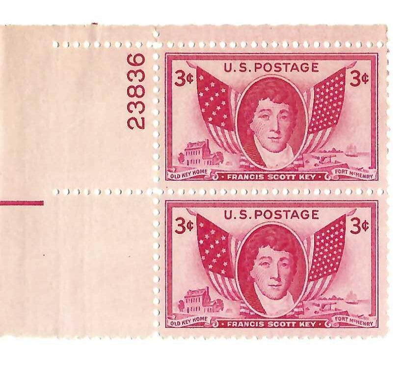 STAMP US SCOTT 962 "Francis Scott Key" 3 CENT 1948 MNH VERT PAIR # 23836 - A
