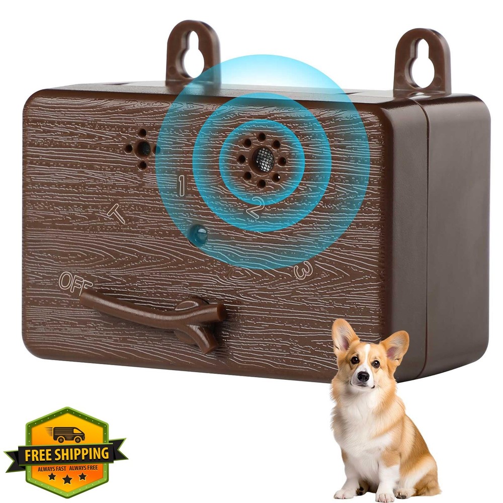 GlossyEnd Ultrasonic Dog Bark Control Device 50ft 4 Modes Brown