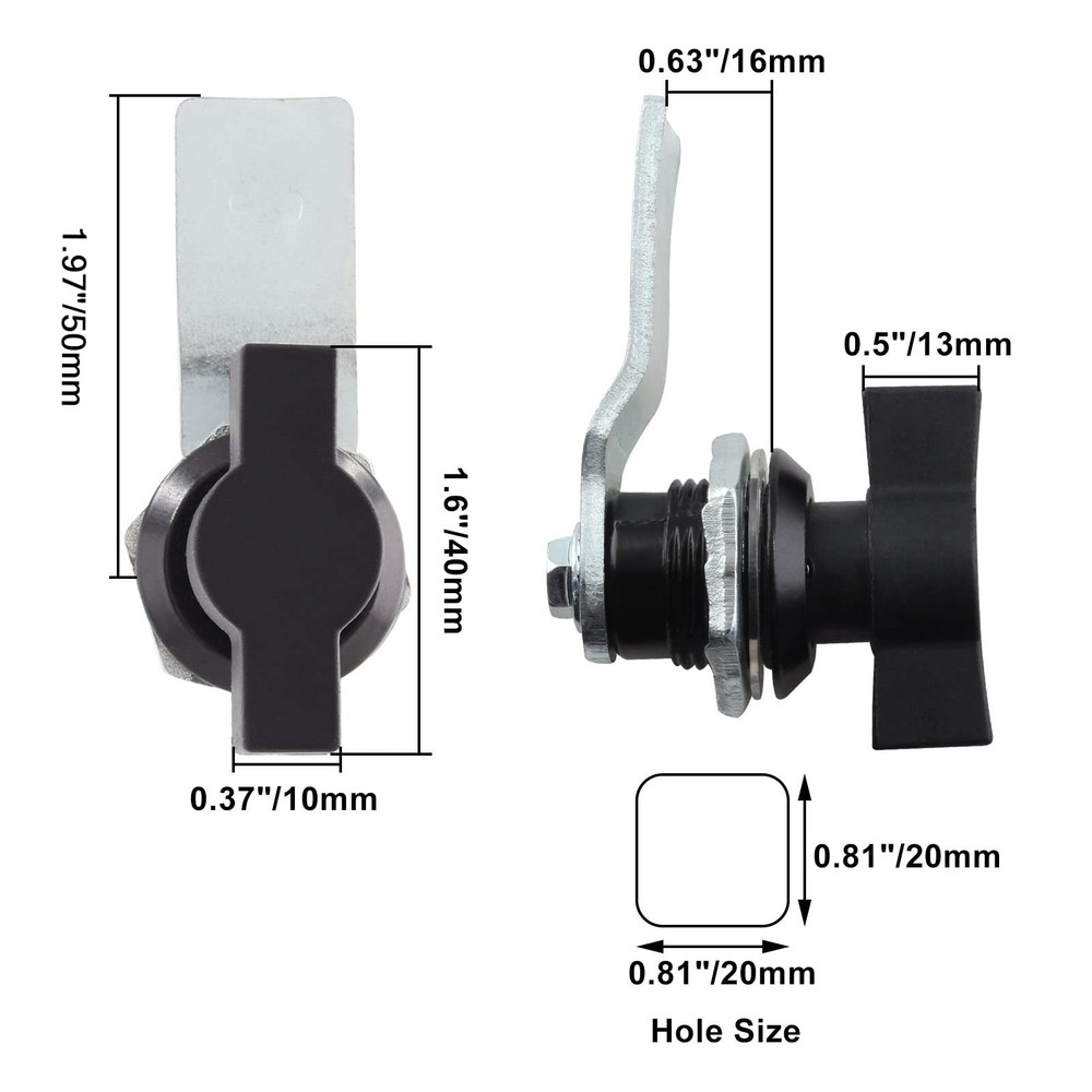Thumb Operated Offset Cam Lock 5/8" T-Handle Fits 0.35" Max Panel Thickness - 2