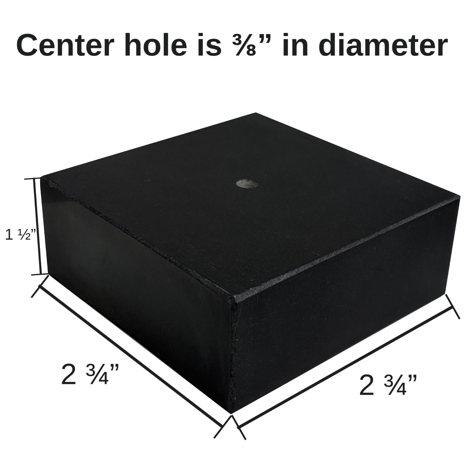 Premium Black Marble Display Base with Center Mount Hole – Polished Stone Pedest