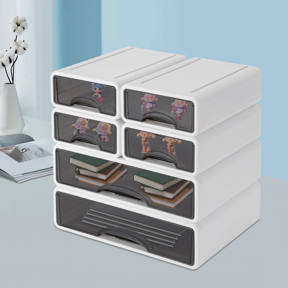 Office Storage Box with 6 Drawers Plastic Stackable Storage Drawers Organizer