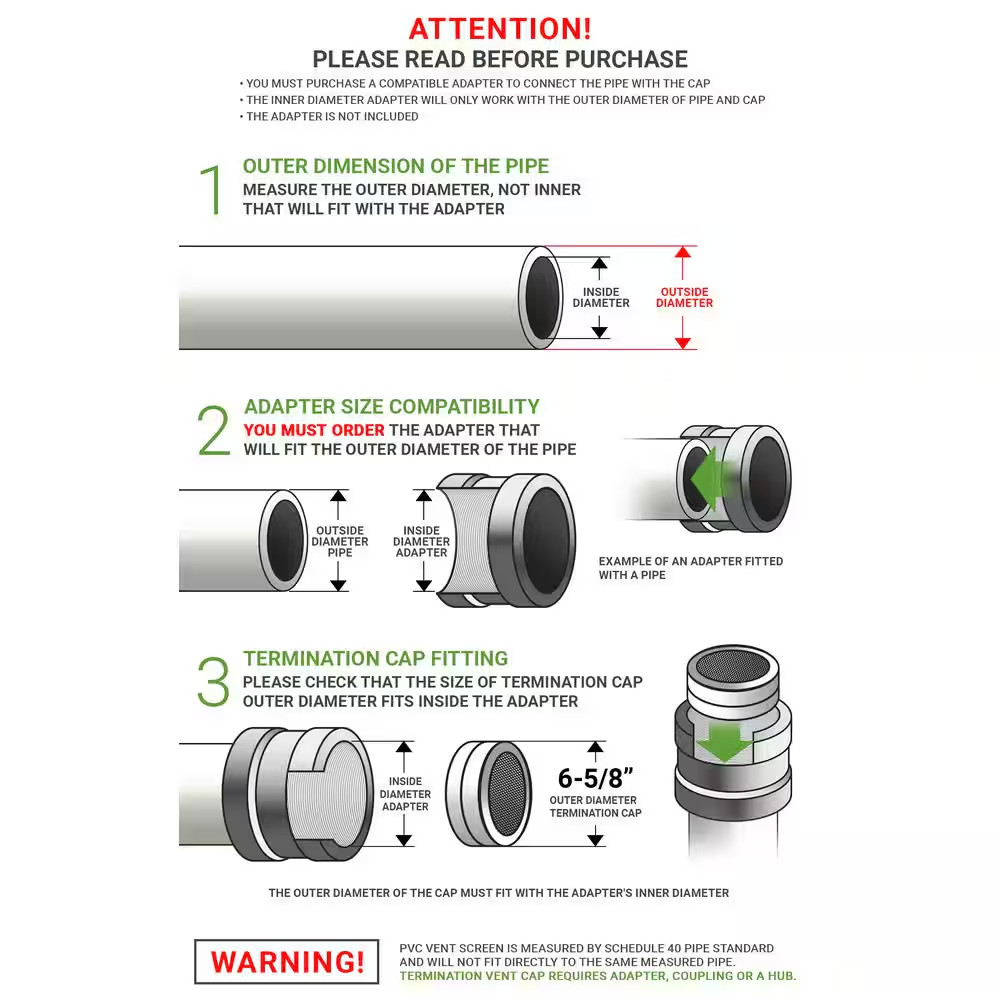 6 In. Termination Vent Cap With Condensation Drain