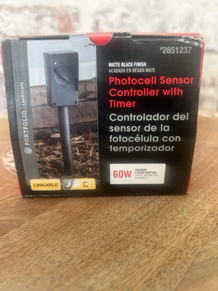 NEW Portfolio Photocell Sensor Controller with Timer 60W Matte Black #2851237