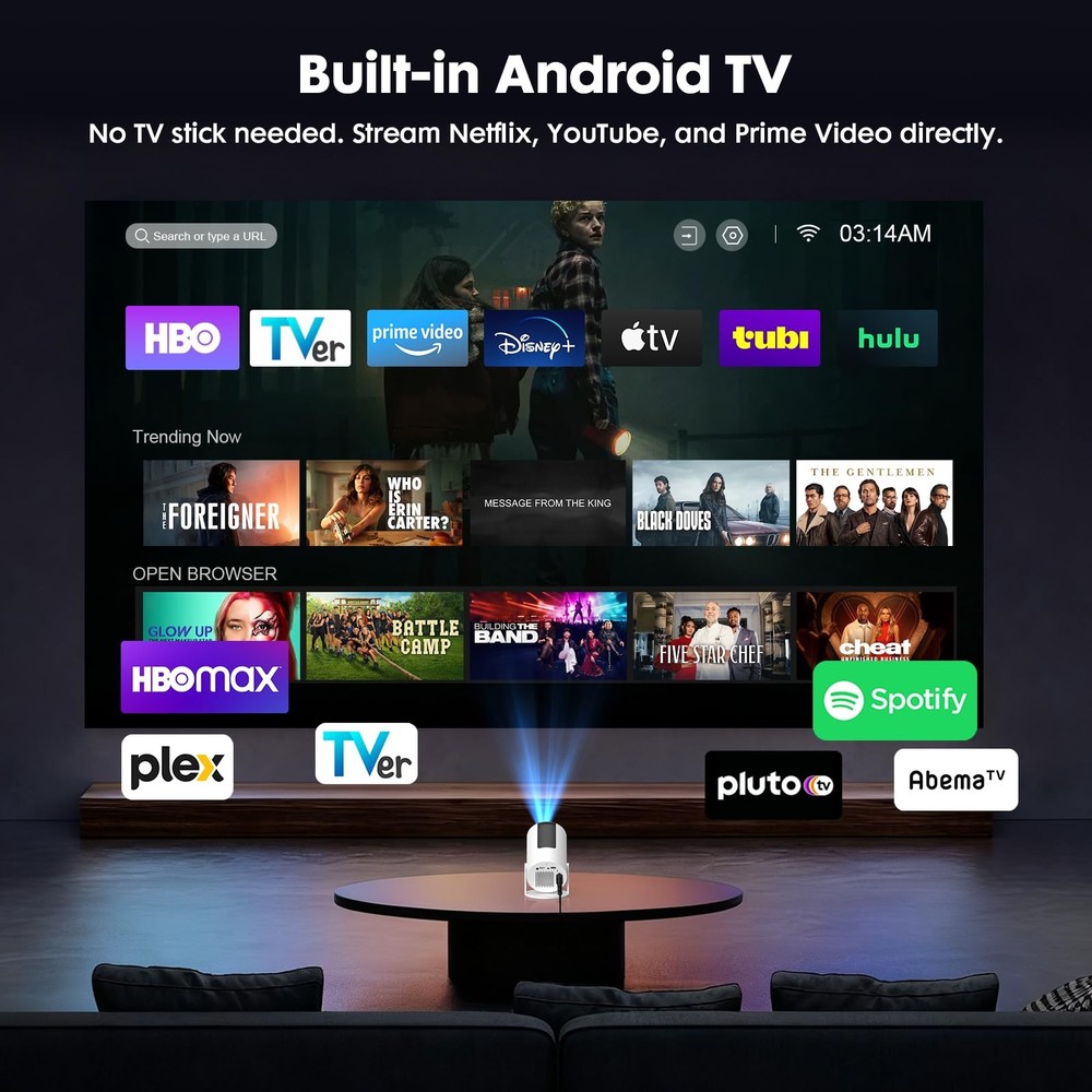 [Built-in Apps] Mini Projector with WiFi and Bluetooth, Native 1080P Portable...