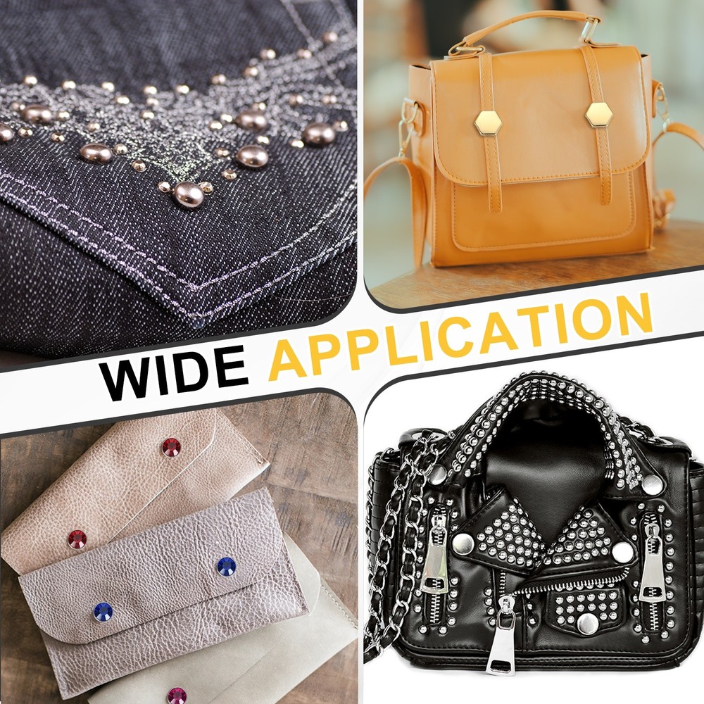 100pcs Crystal Rivets 7mm Rhinestone Stud with Installation Tool, Silver Clear