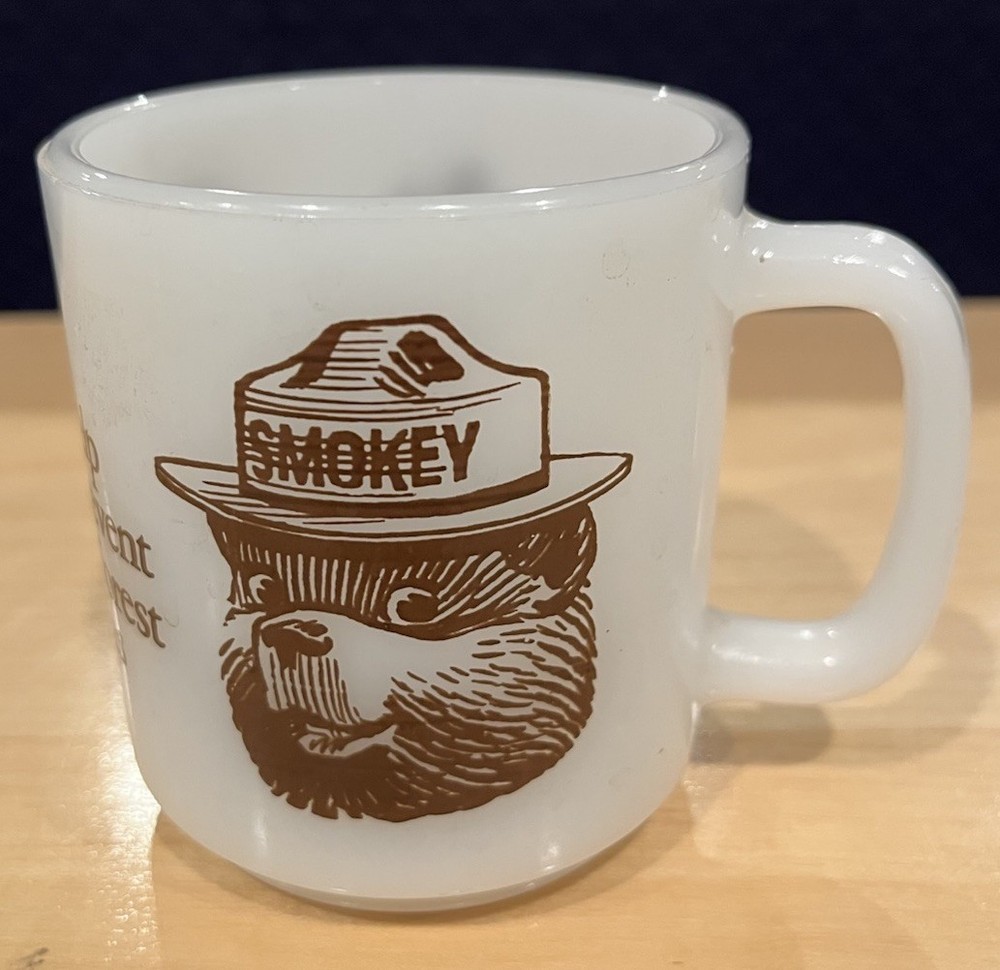 VTG Smokey Bear Glasbake White Mug “Help Prevent Forest Fires”
