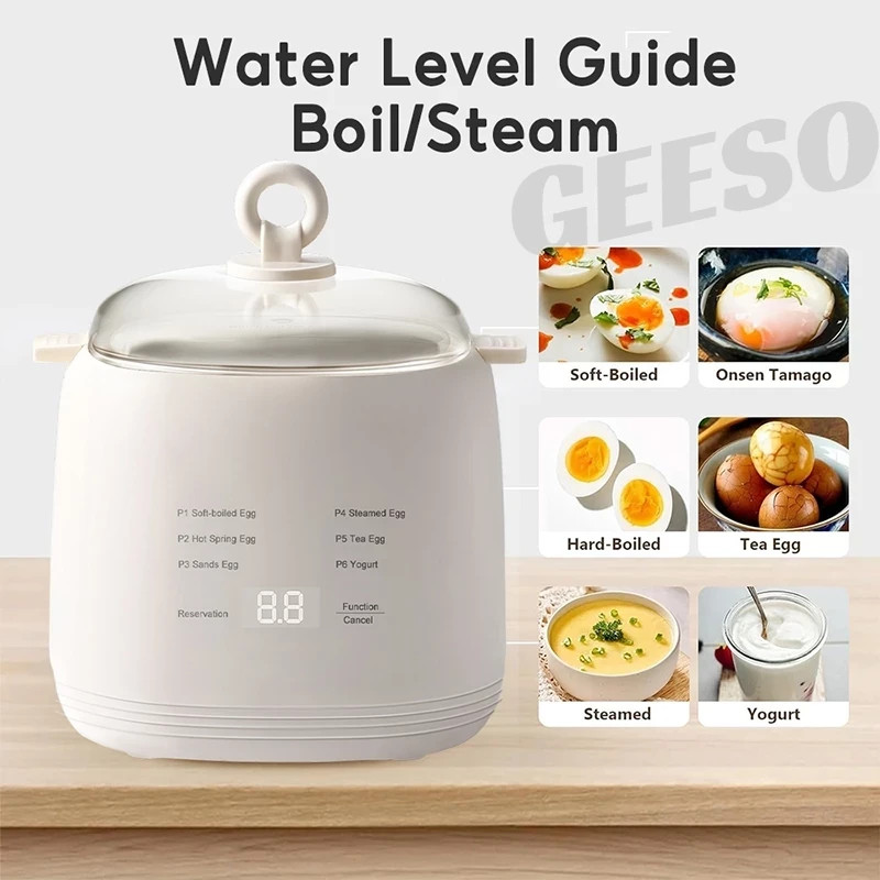 GEESO Electric Egg Boiler Egg Cooker 200W 4 Egg Boiler Capacity Automatic Quick
