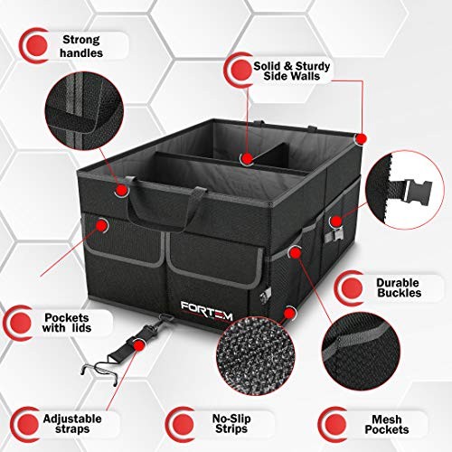 Car Boot Organiser, Collapsible Multi Compartment SUV Organizer, Foldable