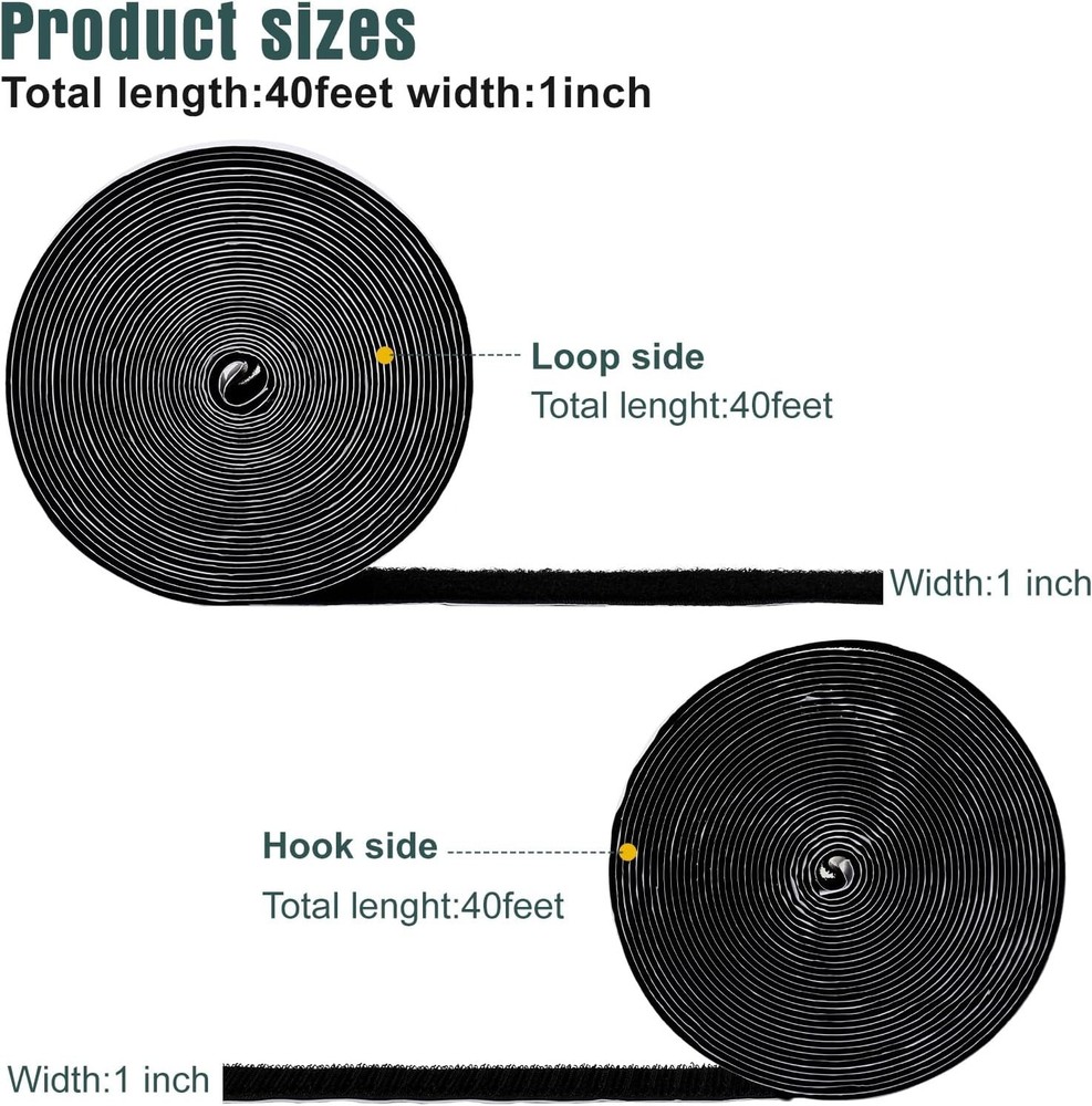 1In x 40Ft Strong Self-Adhesive Hook and Loop Tape - Versatile Craft Solution