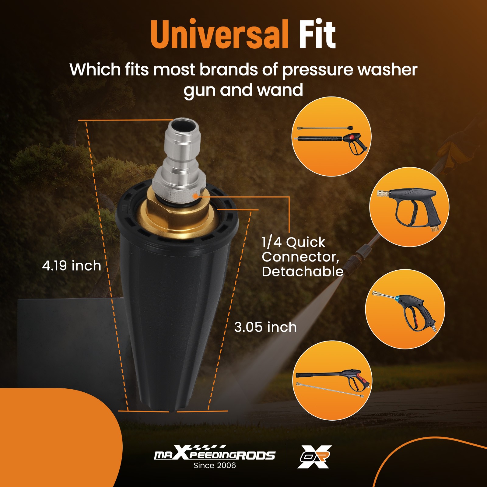 2500PSI Turbo Nozzle 1/4 Quick Connect for Pressure Washer Aluminum Core Tip