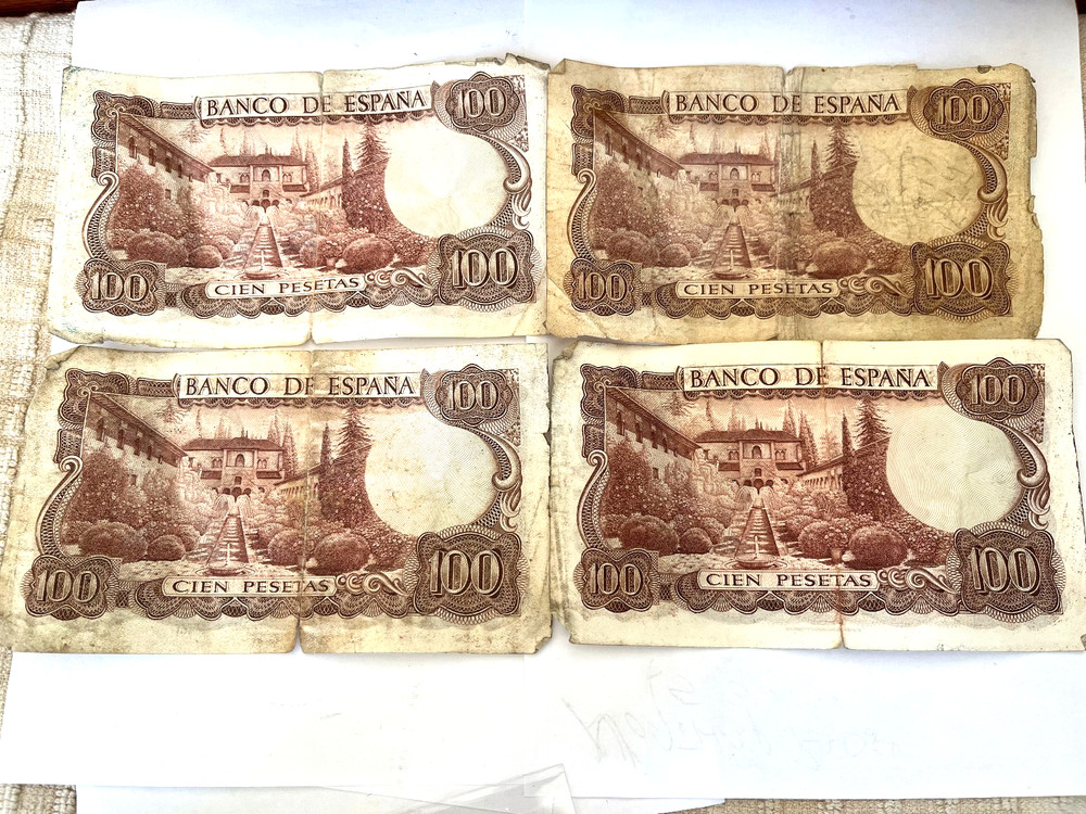4 X 100 PESETAS BANK NOTES CIRCULATED