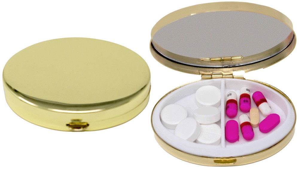 Set of 2 Oval-Shaped Compact Pill Box With 2 Compartments