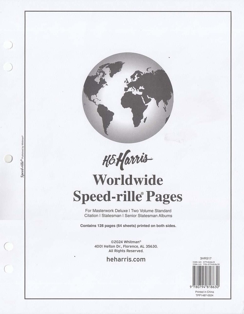 HE Harris Speedrille Pages Worldwide Stamp Albums 64 Sheets New Pack
