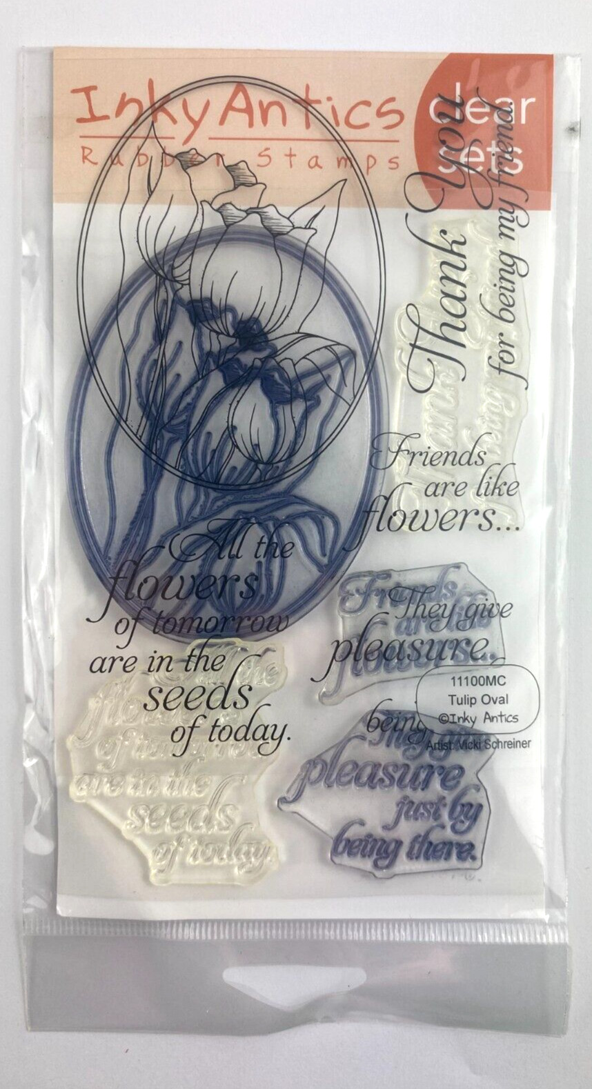 Inky Antics Rubber Stamps - TULIP OVAL - 11100MC - Clear