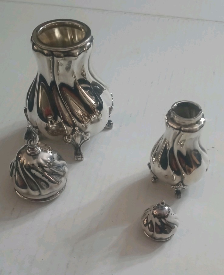 Vintage German 830 Silver Pair of Shakers Signed Deyhle Gebruder