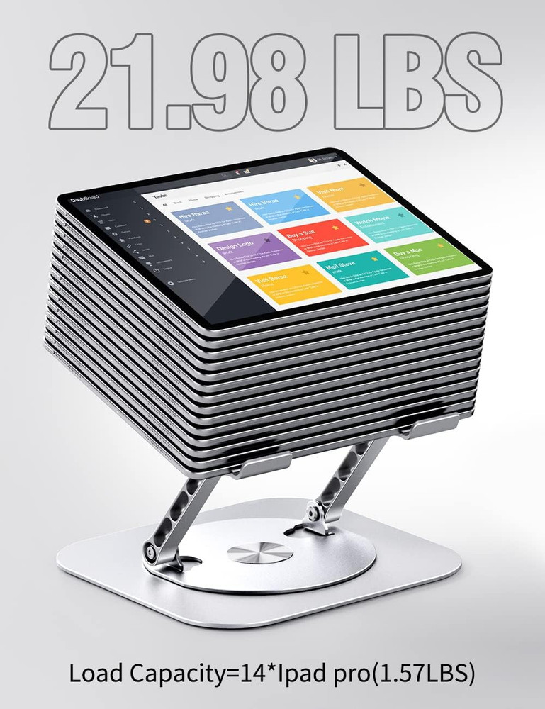 Adjustable Computer Stand with 360 Rotating Base, Ergonimic Foldable Laptop Rise