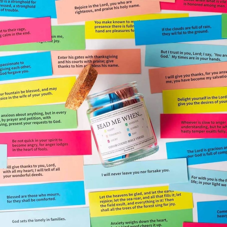Bible Verse Jar, Read Me When Bible Verses Jar with Color Coded Bible Verses