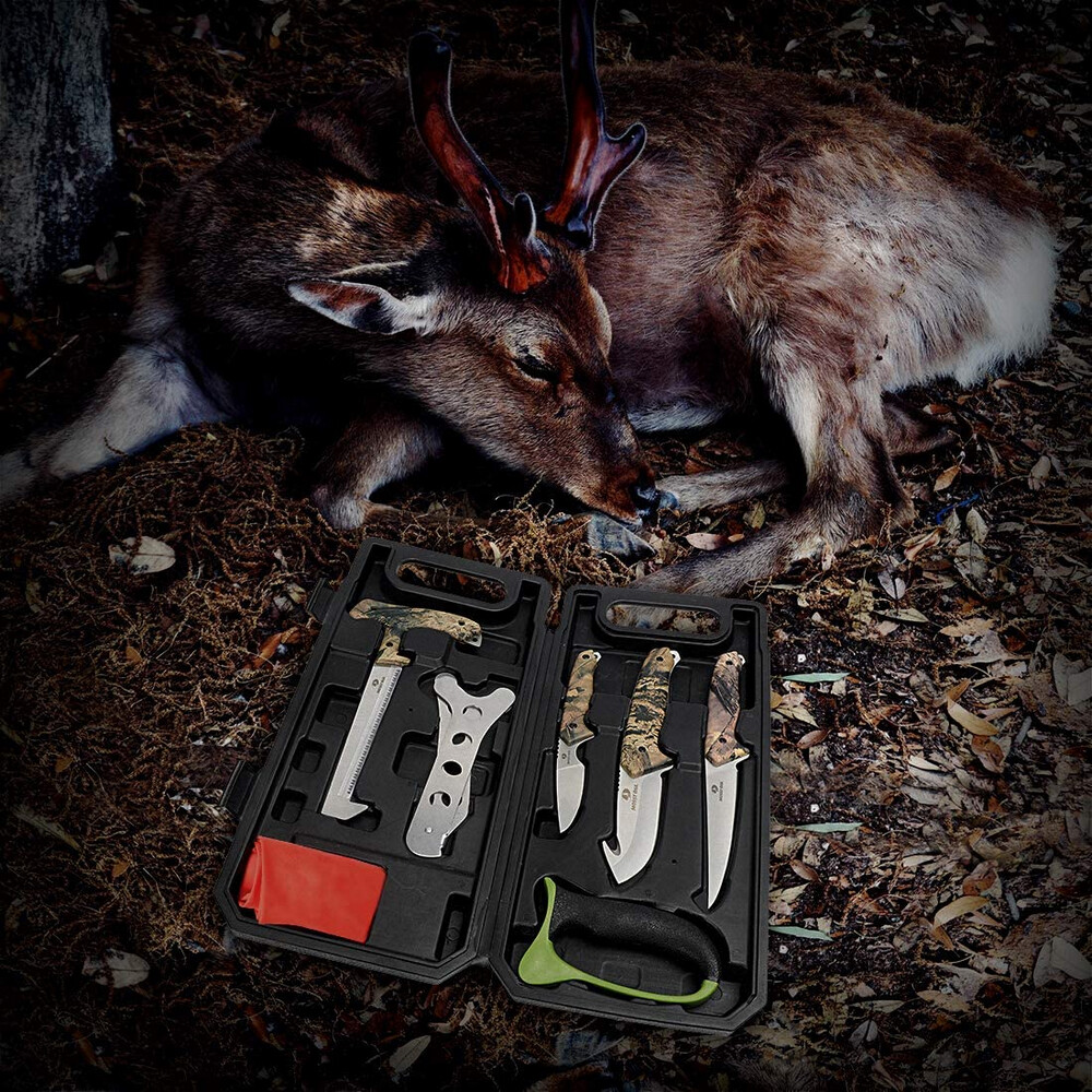 8 Piece Hunting Field Dressing Kit Portable Butcher Game Processor Set With Case