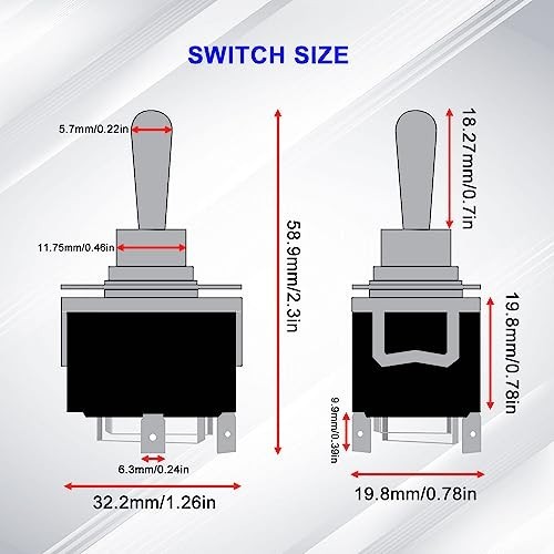 12V 30A Momentary Reverse Polarity Toggle Switch for Motor Control - Waterproof