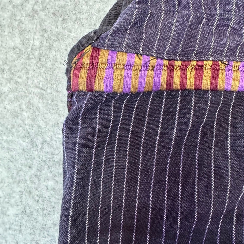 Artisan Made Patchwork Vest Guatemalan Textile Boho Pinstripe Back Multicolor