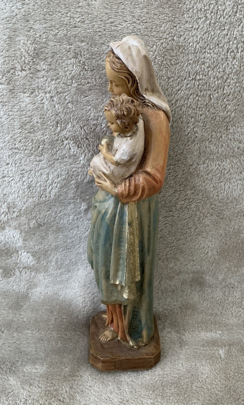 Vintage Malsiner Italy Madonna & Child Figurine Virgin Mary & Baby Jesus 9.5"