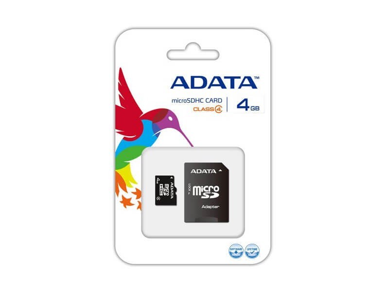 NEW ADATA Data Storage Card Micro SDHC Card 4GB with Adapter, SD Card, Class 4