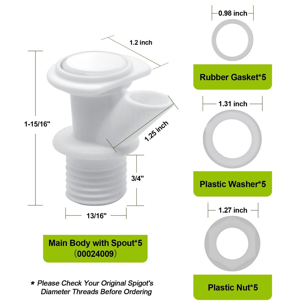 LERGNA 5-Pack Push Button Spigot Kit Replacement Compatible with Igloo Cooler...