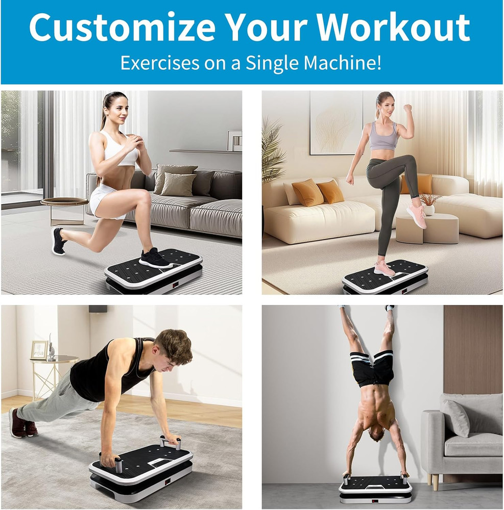 Vibration Plate Exercise Machine with Pushup Handle & Bluetooth, Full-Body Vibra
