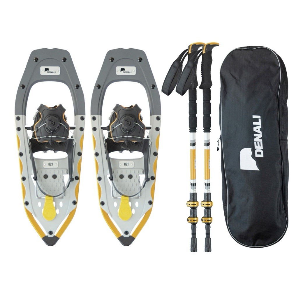 Denali Sawtooth Spin Snowshoes 8x21 Quick-Adjust Kit w/ Poles & Bag – 150 lb