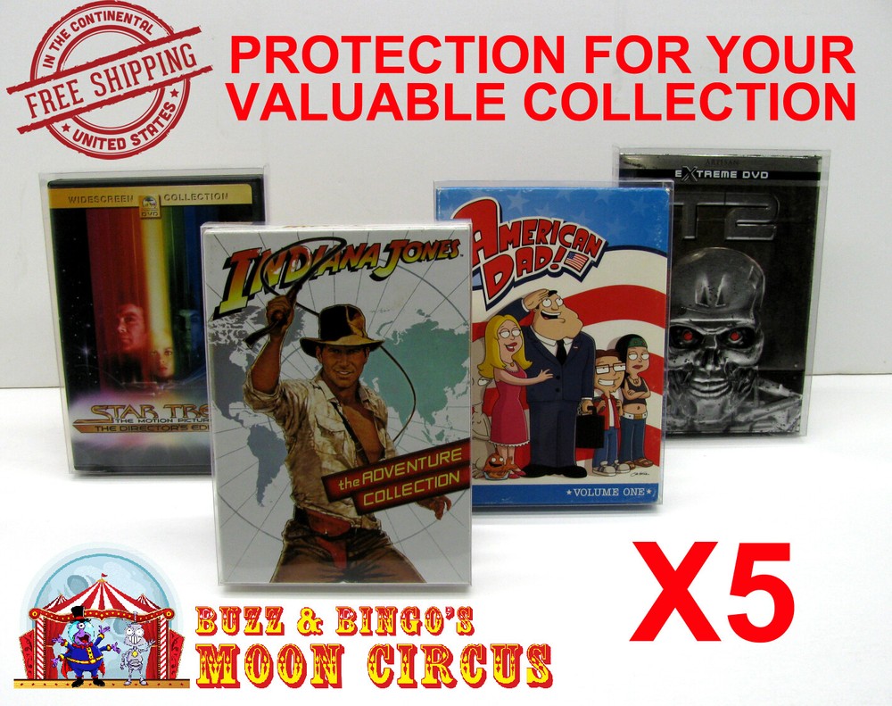5x DVD OVERSIZED BOX SET (SIZE DVO A) - CLEAR PLASTIC PROTECTIVE BOX PROTECTOR