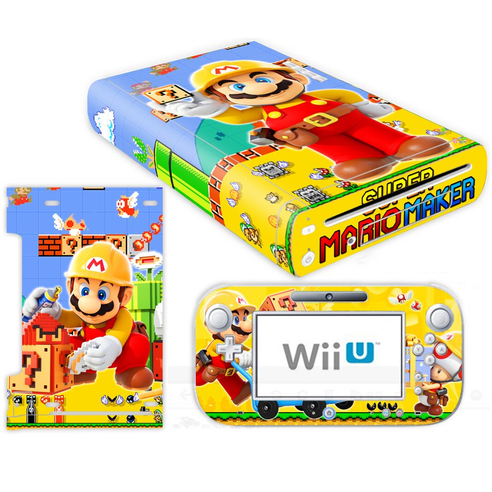 Classic Super Mario Vinyl Skin Decals Sticker Nintendo Wii U Console Controller