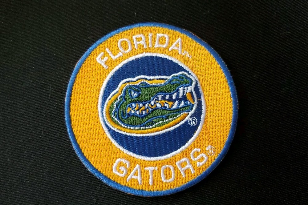 Florida Gators Round Style Patch. Embroidered. Iron On Backing. 3"x3"