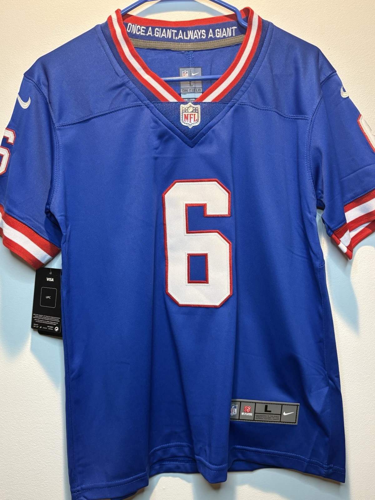 New! Jaxson Dart Youth Large (age 14-16) New York Giants Stitched Jersey