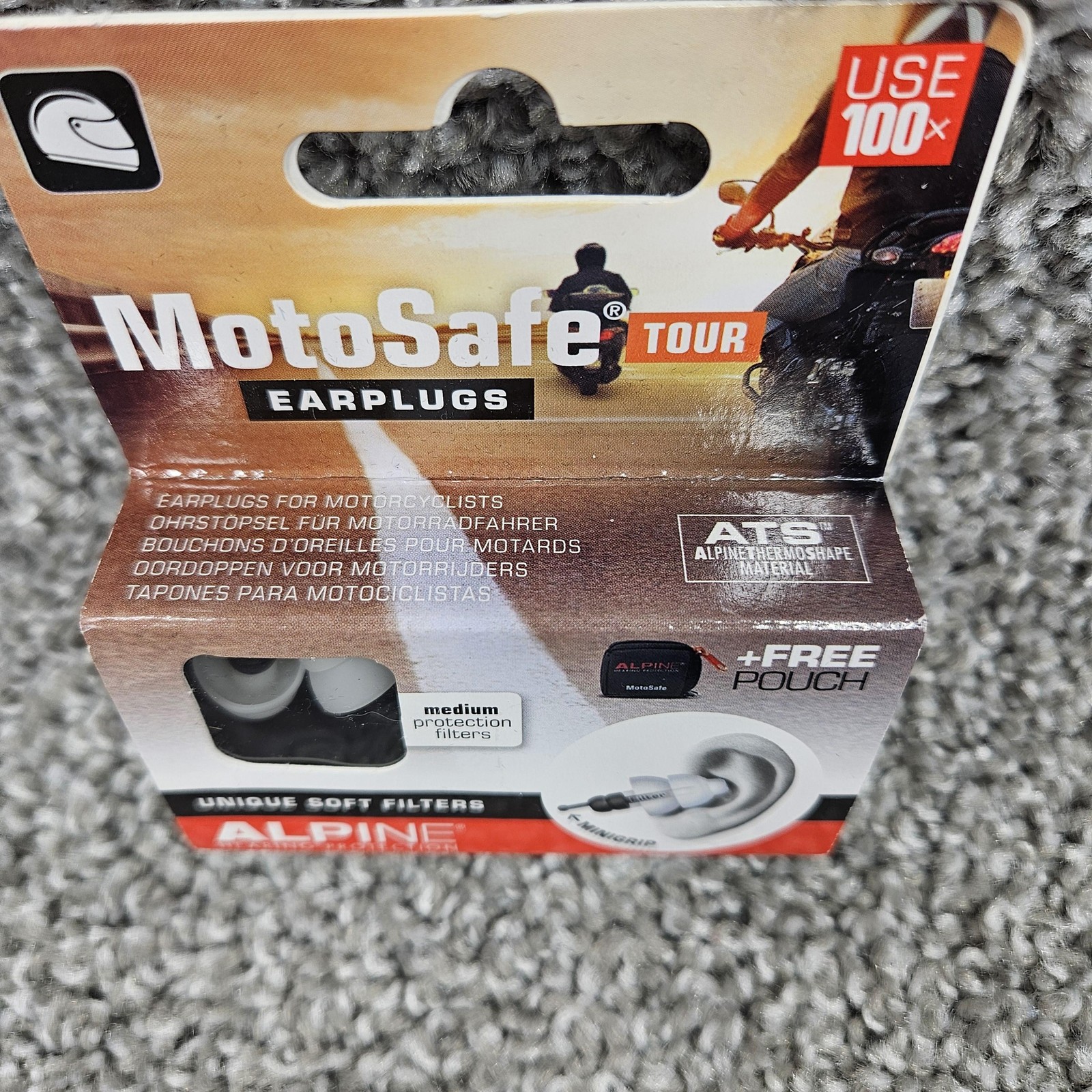 Alpine MotoSafe Tour Ear Plugs Medium White Motorcyclist Free Pouch NEW