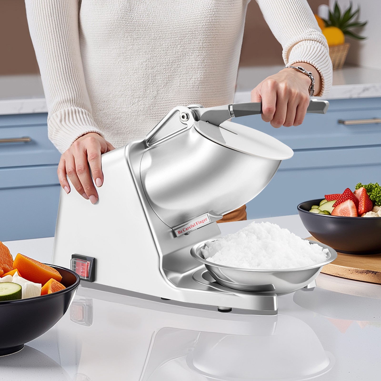 Uimoso Electric Ice Crusher Machine, 286LBS/H, Shaved Ice Maker, Silver