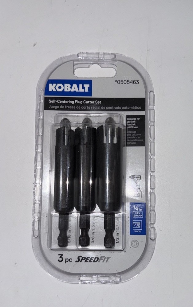 Kobalt 3 Piece Assorted 1/4in self centering Plug cutters Drill Bit Set #80829