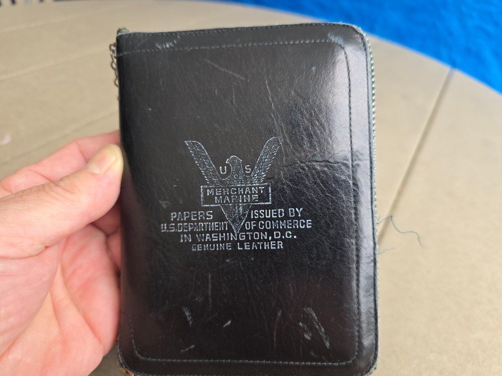 Original WWII Era Genuine Leather US MERCHANT MARINE Seamans ID Passport Wallet