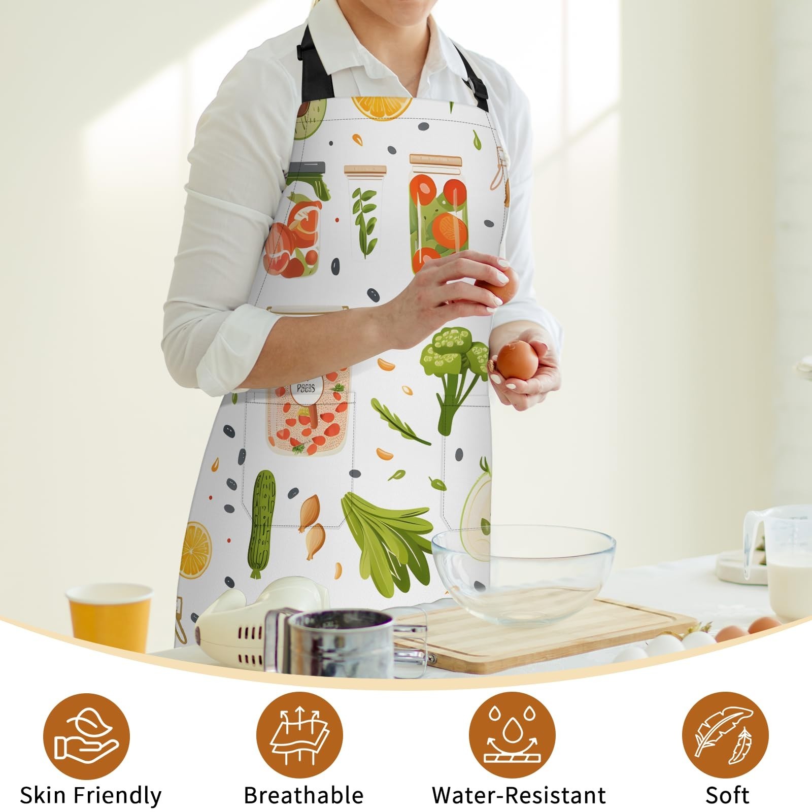 Kitchen Apron with Pockets,Adjustable Aprons for Women Men,Waterproof Chef Ap...