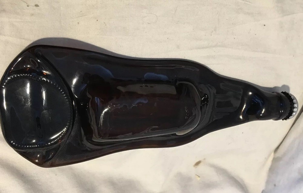 Flat Melted Beer Bottle Ashtray Candy Dish Brown Sam Adams Light *Excellent+++