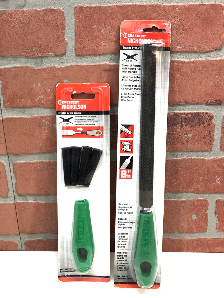 NEW Crescent Nicholson 8" Half Round Rasp File w Extra Handle