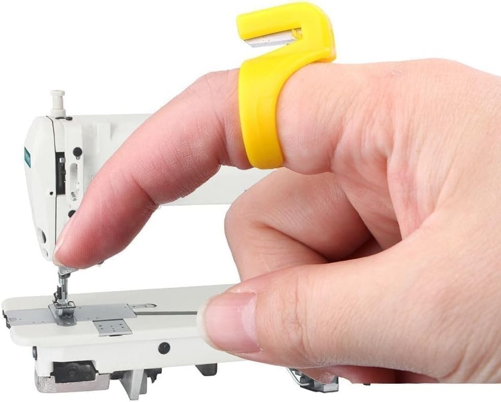 3Pcs Plastic Sewing Thimble Set with Thread Cutter, Needle Craft Ring Tools, Fin