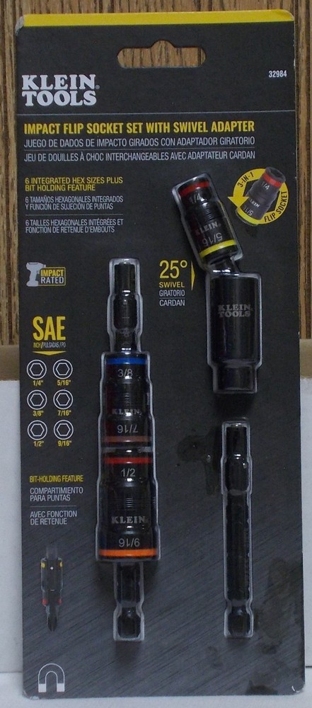 Klein Tools 32984 Impact Flip Socket Set With Swivel Adapter
