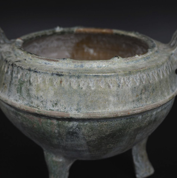 Chinese Han Dynasty Style Green Glazed Tripod Incense Burner Mingqi 17.6cm