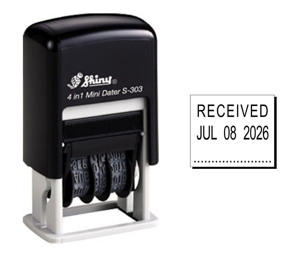 Shiny S303 Rubber Date Stamp (RECEIVED) - Black Ink