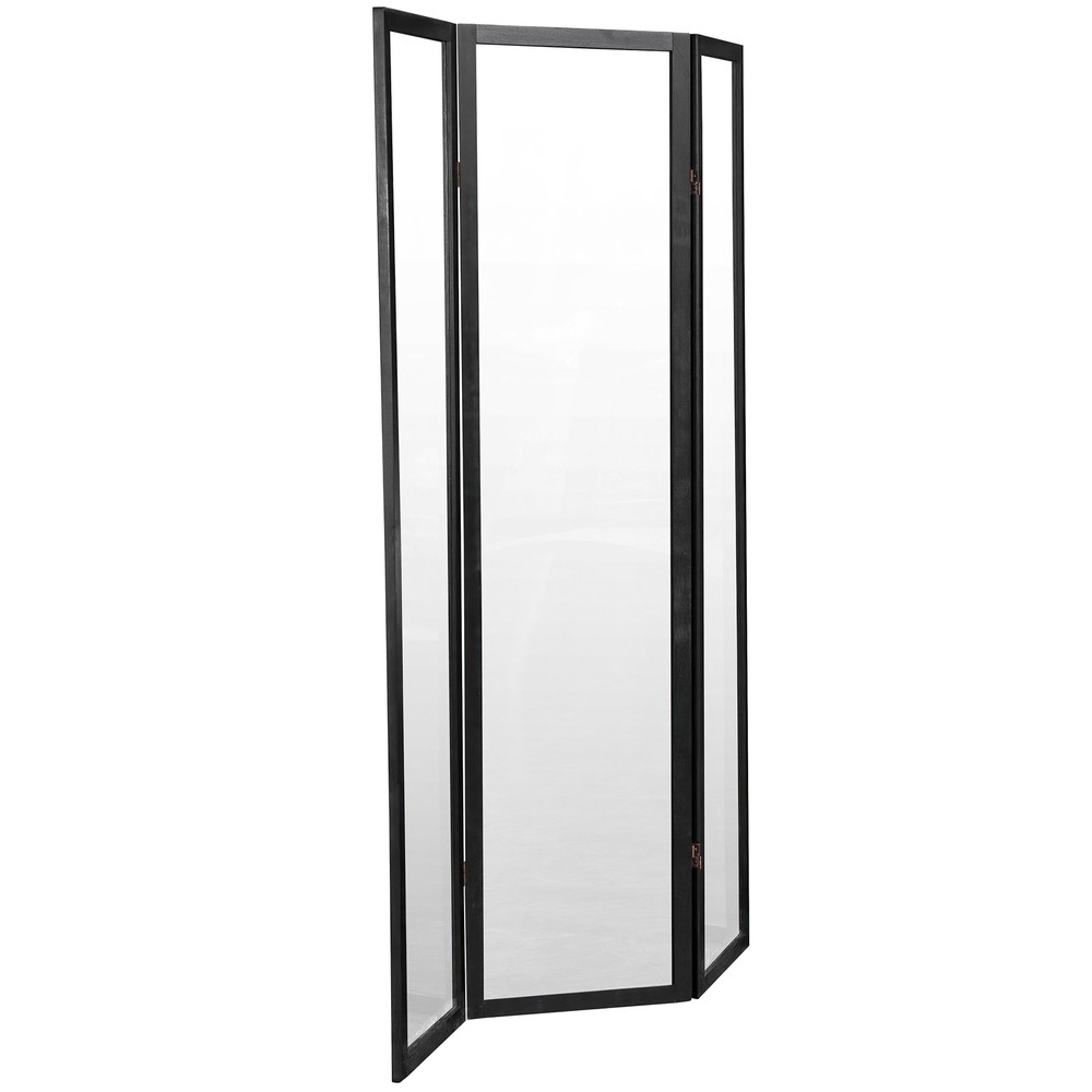 6 ft. Tall Clear Plastic Partition Black 3 Panel