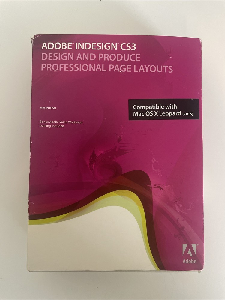 Adobe InDesign CS3 For Mac Big Box 2007 Good Condition 2 CDs