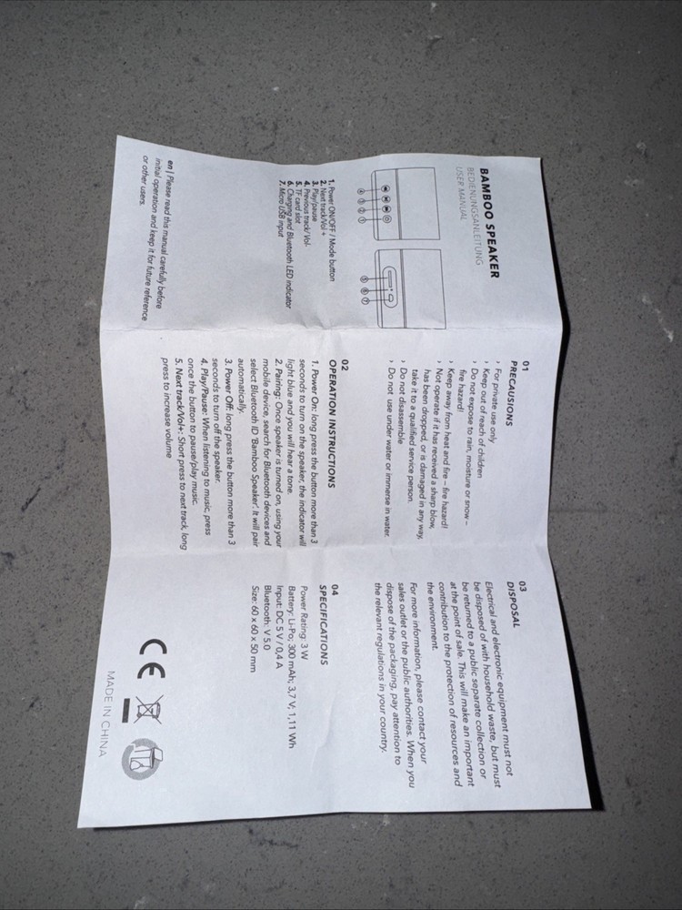 Bluetooth Speaker Wireless Indoor Portable Speaker TF Card USB Flash Disk